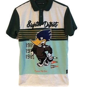 8ighth Dstrkt Mens Medium Green Polo Shirt